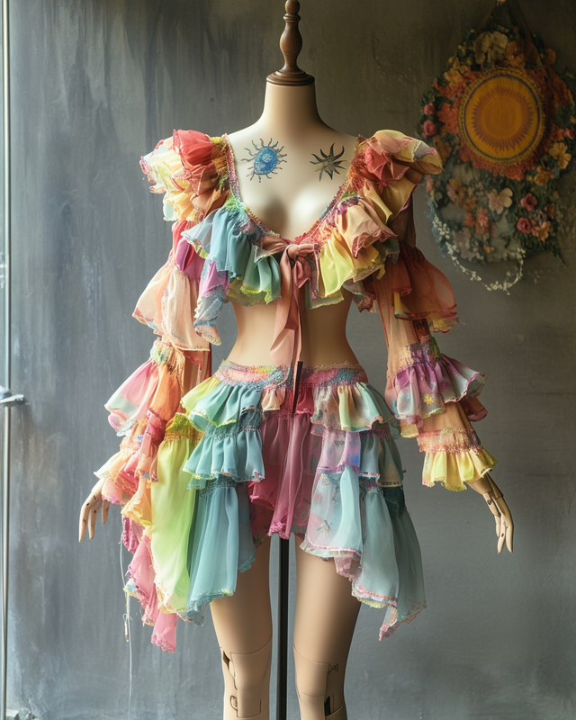 Sexy Elegant Ruffle Top + Skirt Two-Piece Swimsuit d250