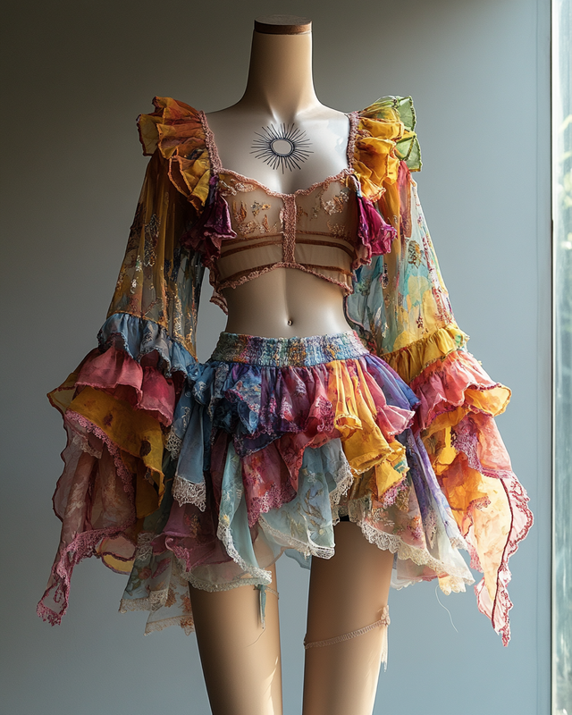 Sexy Elegant Ruffle Top + Skirt Two-Piece Swimsuit 3f51