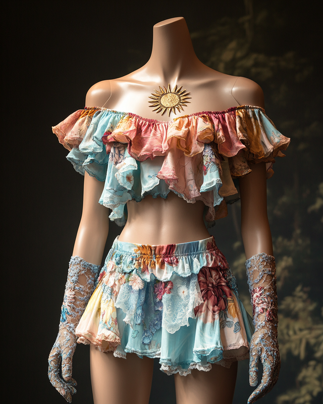 Sexy Elegant Ruffle Top + Skirt Two-Piece Swimsuit 184f