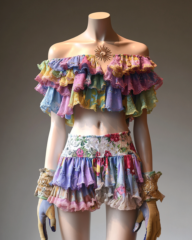 Sexy Elegant Ruffle Top + Skirt Two-Piece Swimsuit a5d1