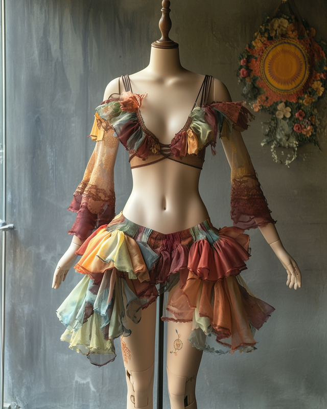 Sexy Elegant Ruffle Top + Skirt Two-Piece Swimsuit e173