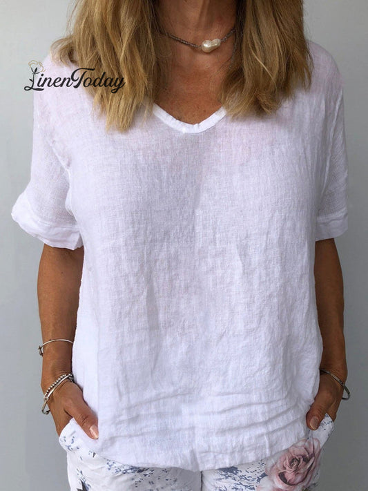 Women's Pure Color Casual Cotton Shirt