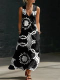 Women's Floral Pattern Art Print Casual Cotton Linen Dress