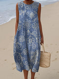 Women's Vintage Floral Pattern Art Print Casual Cotton Dress