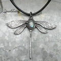 Vintage Dragonfly Moonstone Necklace