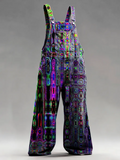 Men's Casual Retro Multicolor Art Prints Denim Overalls