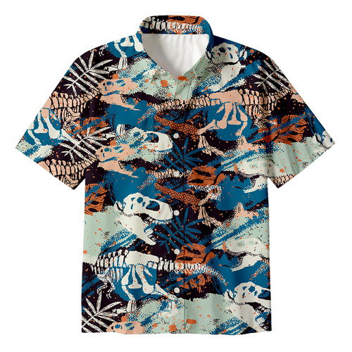 Footprints Green Dinosaur Button Up Pocket Shirt