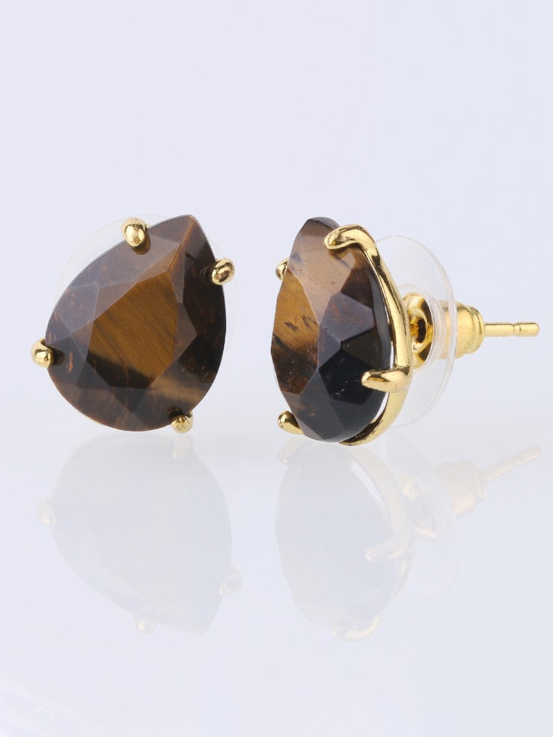 Women's Bohemian Natural Crystal Stone Cut Water Drop Earrings
