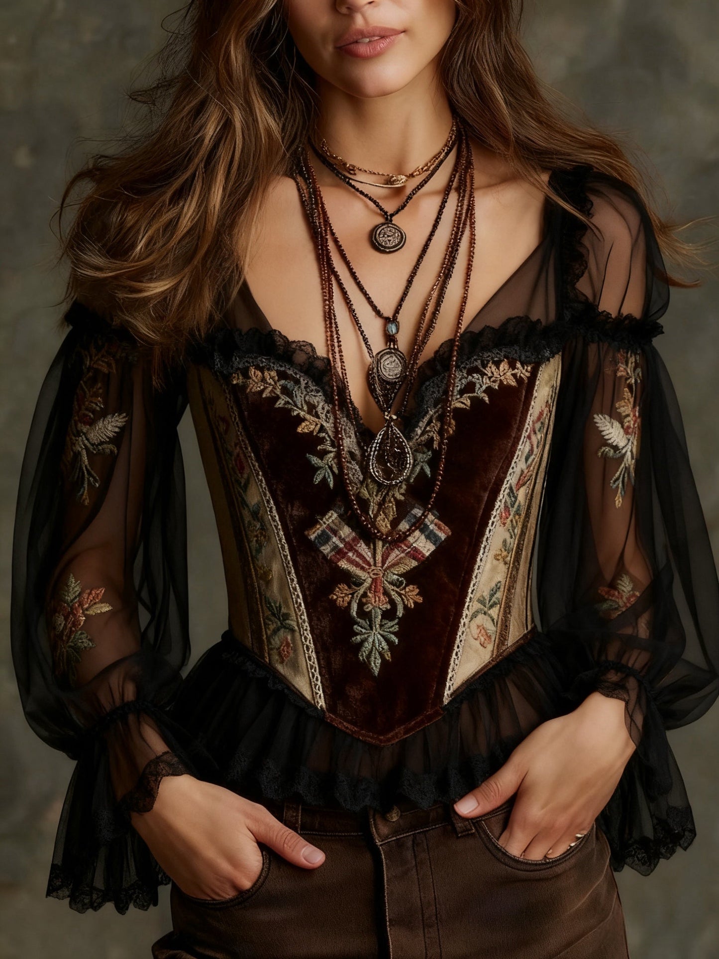 Elegant British V-neck top