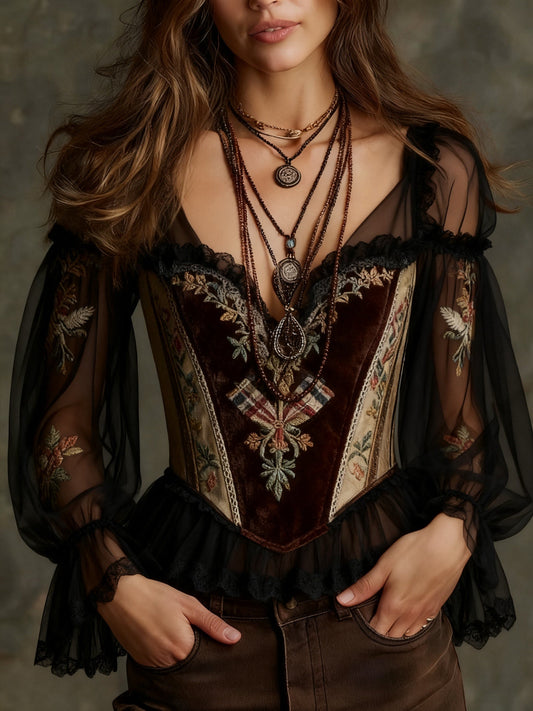 Elegant British V-neck top