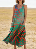 Women's Abstract Pattern Art Print Casual Cotton Denim Dress