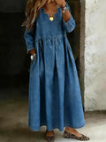 Women's Casual Wavy Neckline Denim Skirt