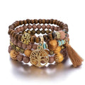 Ethnic Multi Layered Wooden Beads Stretch String Bracelet 🎁 Free Earrings on orders over $79.00