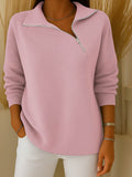 Women's Solid Color Lapel Long Sleeve Casual Sweater