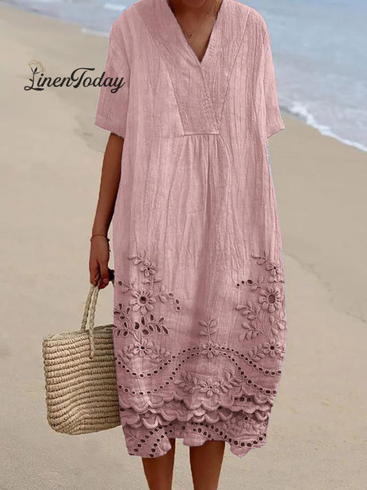 Women's Vintage Floral Pattern Art Print Flowy Dress