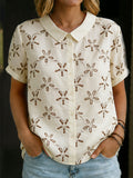 3d Embroidered Short-sleeved Cotton Shirt