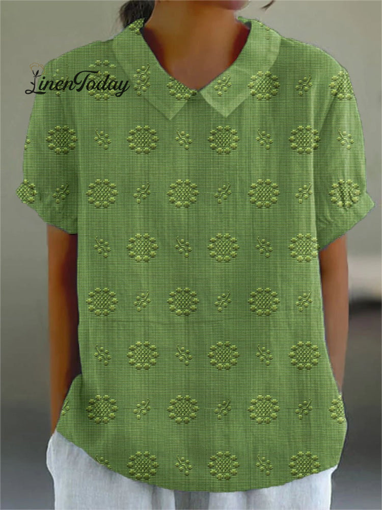Women's Casual Cotton And Linen Shirt