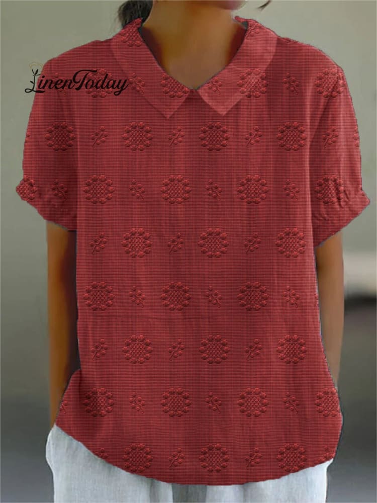 Women's Casual Cotton And Linen Shirt