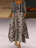 Elegant Casual Double Layer Print Contrast Color Dress