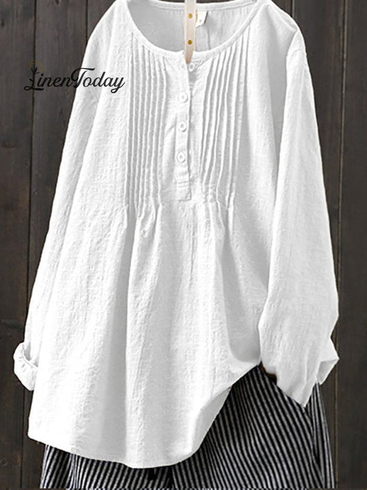 Women's Retro Cotton And Linen Casual Shirt