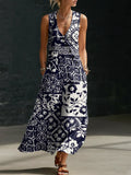 Women's Floral Pattern Art Print Casual Cotton Linen Dress
