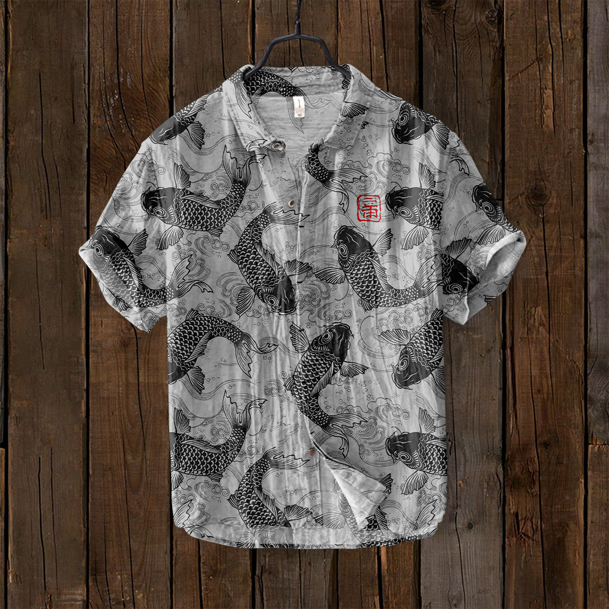 Vintage Fish Japanese Art Linen Blend Comfy Shirt