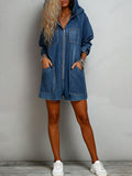 Women’s Hooded One Piece Denim Jumpsuit