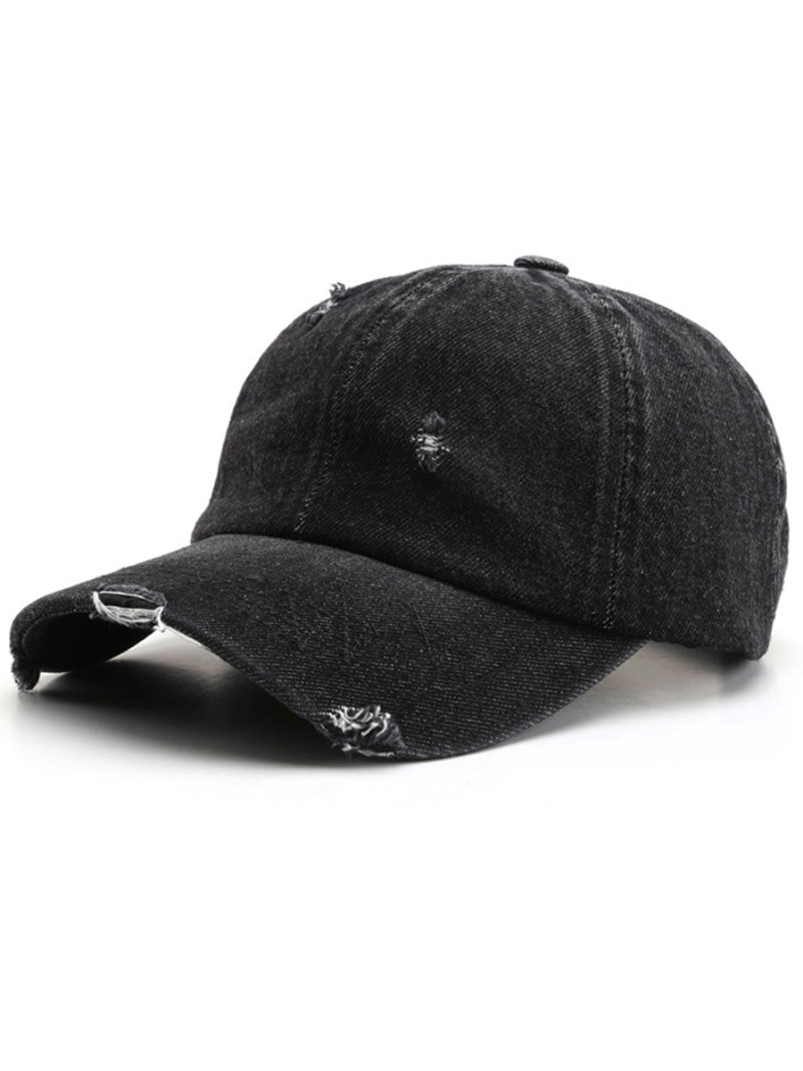 Fashion Retro Ripped Washed Distressed Denim Baseball Cap