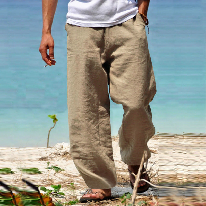Men'S Vintage Drawstring Casual Cotton Linen Pants