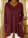 Casual Irregular Hem Denim Top