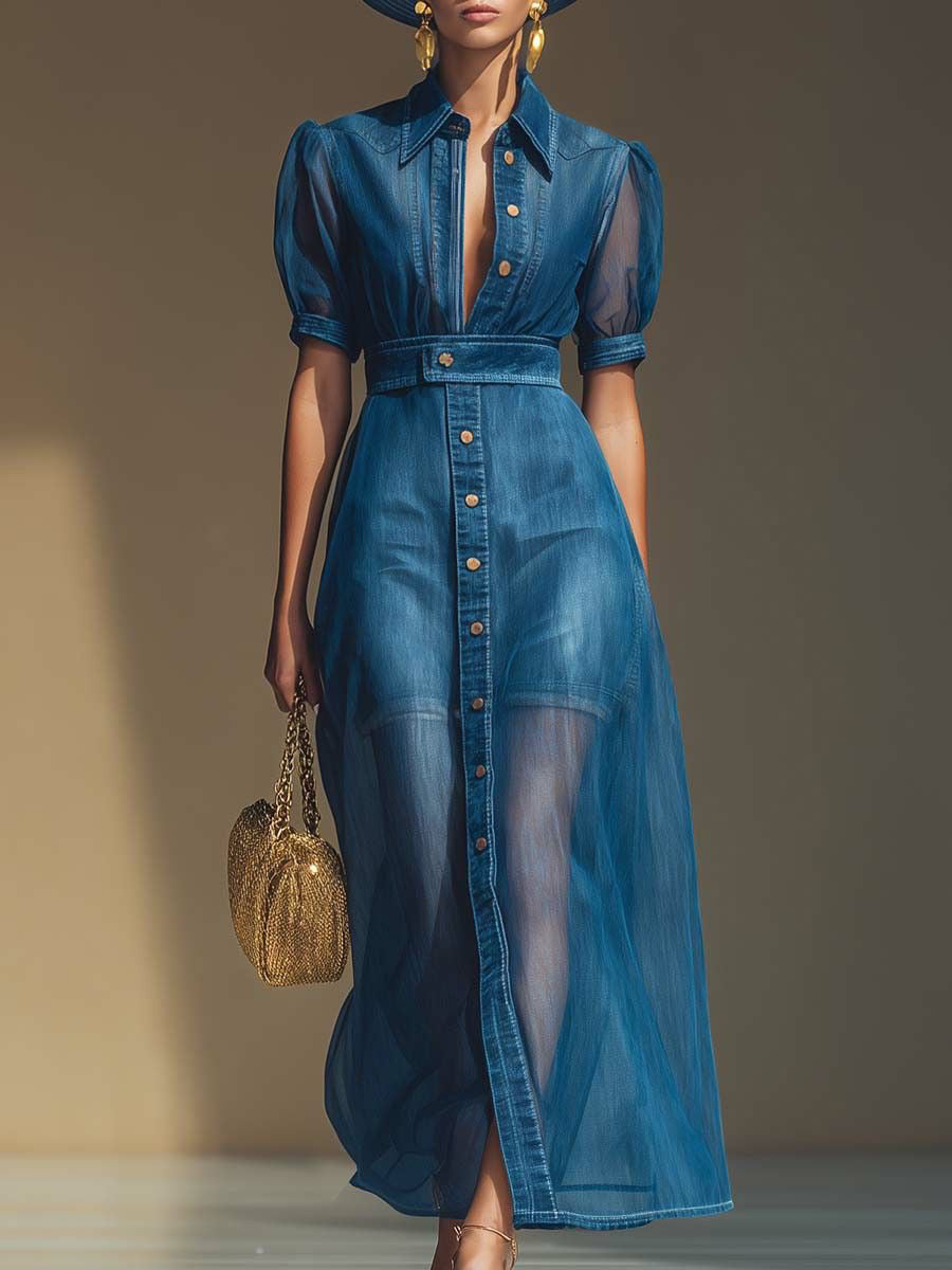 Women's Patchwork Organza Mini Dress And Organza Skirt Two-piece Set