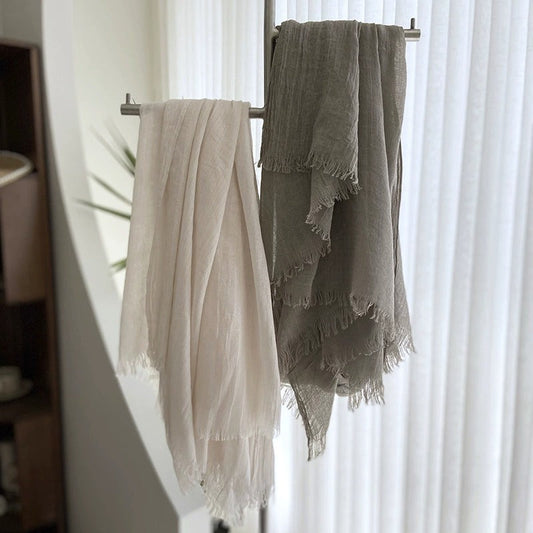 Cotton and Linen Solid Color Casual Scarf