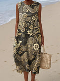 Women's Vintage Pattern Art Print Casual Cotton Dress